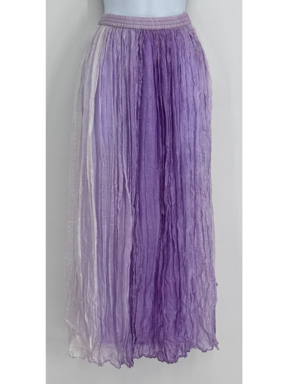 Sandy Starkman Women 1X Purple Ombre Crinkle Silk Maxi Skirt Lined Beach Resort